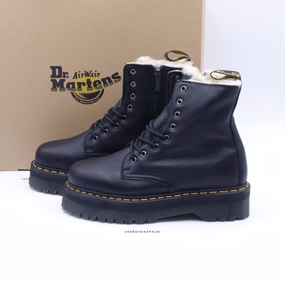 NEW Dr. Martens Women's Jadon Faux Fur Lined 8 Eye Platform Water Resistant Boot